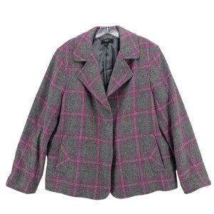 Talbots Gray and Pink Plaid Blazer